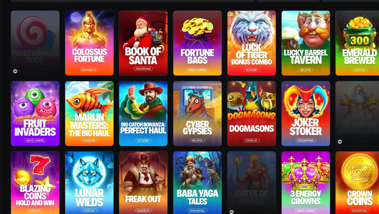 Интерфейс казино Мани Икс с играми